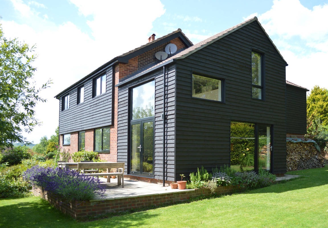 Surrey double storey extension with black timber cladding - Hampshire Build designer